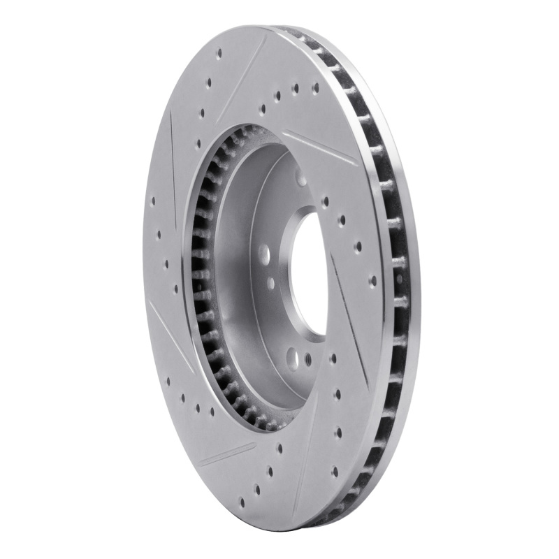 Acura Integra Brake Rotor (1) - Front Right - R1 Concepts - Drilled & Slotted - Silver - `91-`01